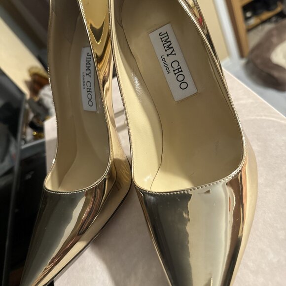 Jimmy Choo Light Gold Leather Heels - Picture 5 of 5